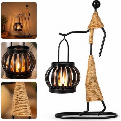1 Piece Chandelier Fer Forge Noir Vintage Modele A 26,5 x 15,5 x 8 cm 0,24 kg pour Salon Table Romantique Decoration (1/5)