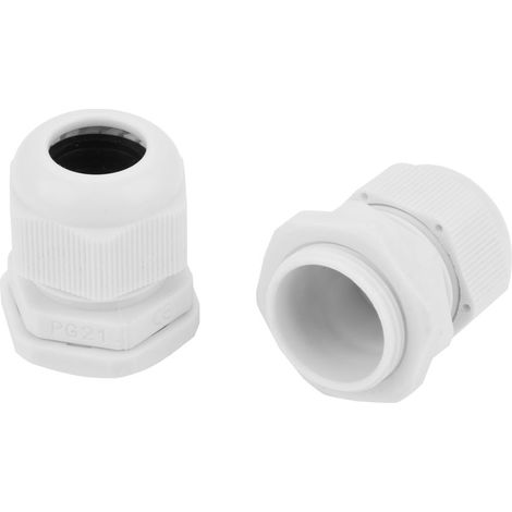 10 Stück/Set IP68 wasserdichte weiße Kabelverschraubungen aus Nylon-Kunststoff (PG21) (1/5)