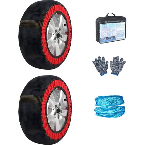 Lot de 2 paires de chaussettes de traction pour voiture - Pour une meilleure adhérence sur la neige, la glace et les routes humides - Alternative aux chaînes - Convient pour divers (1/5)