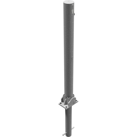 Schake Absperrpfosten umlegbar zum Einbetonieren aus Stahlrohr verzinkt Ø76x2,5mm mit Profilzylinderschloss und Stahlkappe 900mm Überflur (1/2)
