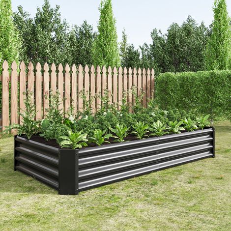 Hochbeet Metall offen 180x91x30 cm schwarz Garten OKMYHOME (1/5)