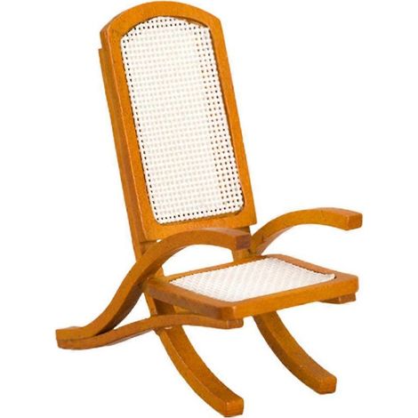 Chaise miniature pour maison de poupée, compatible avec la décoration en bois marron clair. (1/5)