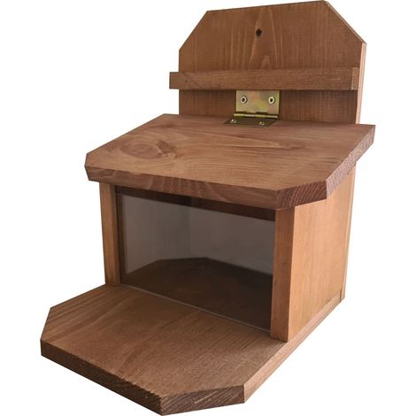 Futterstation für Eichhörnchen Kiefernholz 19,5 x 19,5 x 23 cm Futtertrog & Kleintierfutter (1/2)