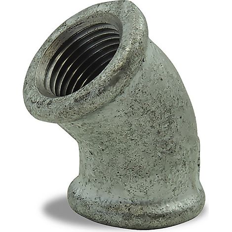 Coude 45° galvanisé femelle femelle en fonte malléable 1/2'' (1/2)