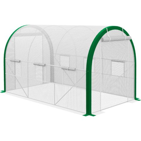 Serre en tissu 3,58 x 2,1 x 2,1 m, serre à tunnel avec porte coulissante pour jardin et balcon, acier galvanisé, blanc (1/5)