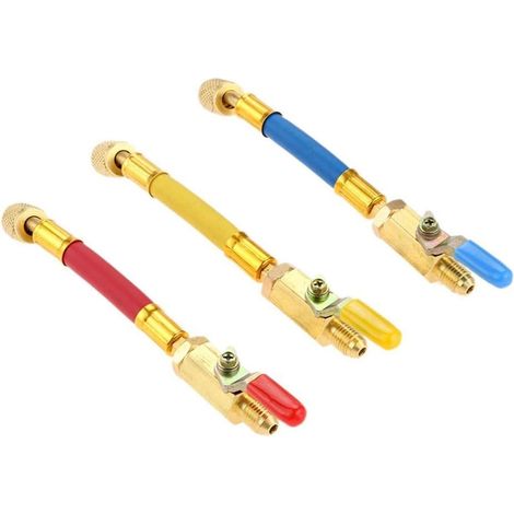 Lot de 3 tuyaux AC à code couleur avec robinet boisseau sphérique (1/5)