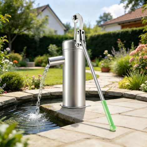 YISSALE - Pompe manuelle en acier inoxydable pour puits profonds – Longueur de poignée 44 cm – Profondeur d'eau 8 m – Installation facile avec accessoires (1/5)