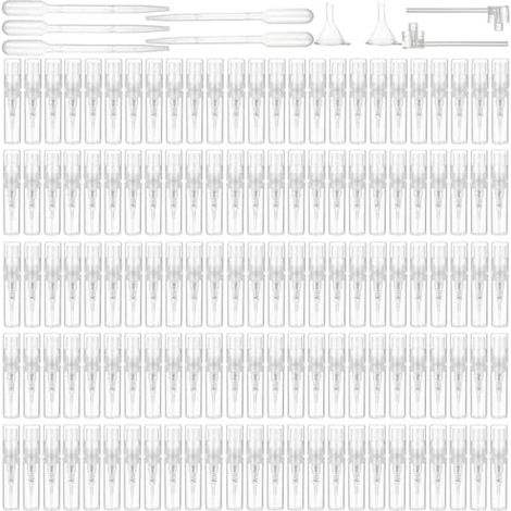 Lot de 109 Mini Flacons Vaporisateurs en Plastique Transparent 2ML Echantillon Parfum Vide Spray, Flacons Vaporisateurs Vides de Voyage Transparents Portable Flacons Atomiseurs