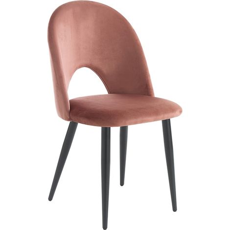 Juego de 4 sillas de comedor cocina diseño moderno en terciopelo Bounty - Rosa (1/4)