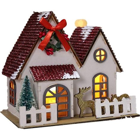 Weihnachtsdekoration: Anhänger in Form eines Holzhauses, Schreibtischdekoration, illustrierte Strümpfe (1/5)