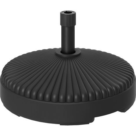 Base redonda para sombrilla, soporte de HDPE rellenable con agua o arena para terraza, piscina o patio, Ø 55 x 30 cm, negro (1/5)