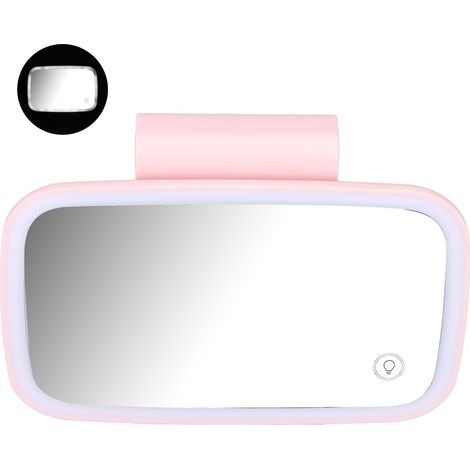 Sonnenblende fürs Auto mit LED-beleuchtetem Touchscreen-Schminkspiegel, kompatibel mit Zigarettenanzünderbuchse, ausziehbarer Clip, pink, Plug-and-Play-Installation (1/5)