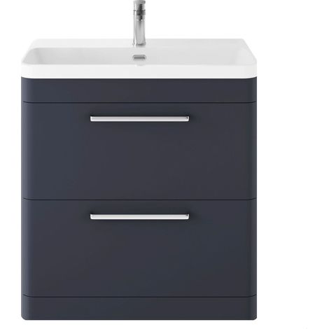 Balterley Croxden 800mm Floor Standing 2 Drawer Vanity Unit with Ceramic Basin - Indigo Blue (1/5)