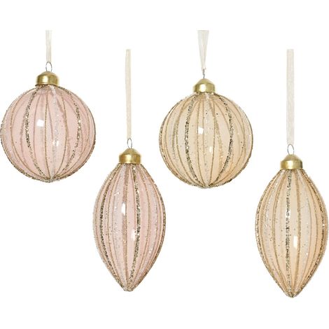 SFERA NATALIZIA 8CM ROSA/ORO IN VETRO TRASPARENTE (1/2)