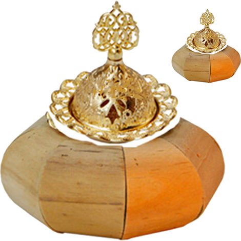 Brûleur d'encens doré en forme de citrouille, robuste, en bois et métal, taille idéale, brûleur d'encens raffiné pour la méditation à domicile, type 4, taille unique (1/5)