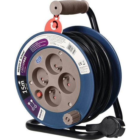 MINI-Verlängerungskabeltrommel 4 Steckdosen 2P+Z 15m OR-AE-1339/G grau (1/5)