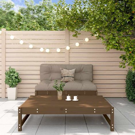 Juego muebles jardín 2 pzas y cojines madera maciza marrón miel