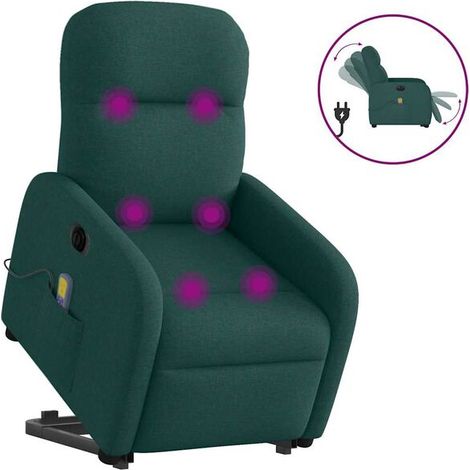 Chaise de massage électrique réglable en inclinaison – Siège massant ergonomique en tissu vert foncé avec fonctions chauffage, vibration et programmes prédéfinis (1/5)