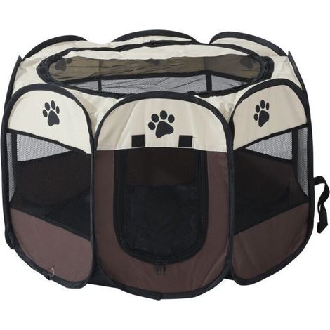 Foldable Dog and Cat Playpen – Indoor/Outdoor Enclosure – Durable 600D Oxford Mesh – Dimensions: S 74x74x43 cm, L 91x91x58 cm (1/5)