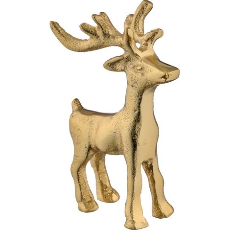 Gasper – Cerf décoratif – Aluminium rugueux doré, 12 x 8 x 5 cm