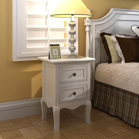 vidaXL Nightstands 4 pcs with 2 Drawers MDF White (1/5)