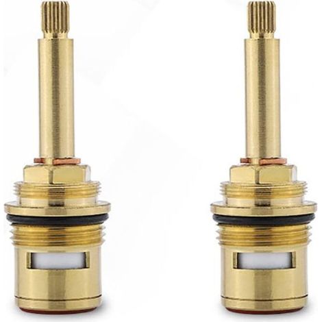 2Pcs Vannes De Robinet En Céramique En Laiton, Cartouches De Robinet De Rechange(Rouge + Bleu) (1/5)
