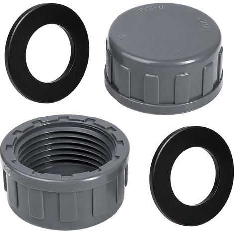 2 Bouchons de Plomberie PVC 32 mm Femelle, Bouchon de Tuyau PVC avec Joint Étanche (1/5)