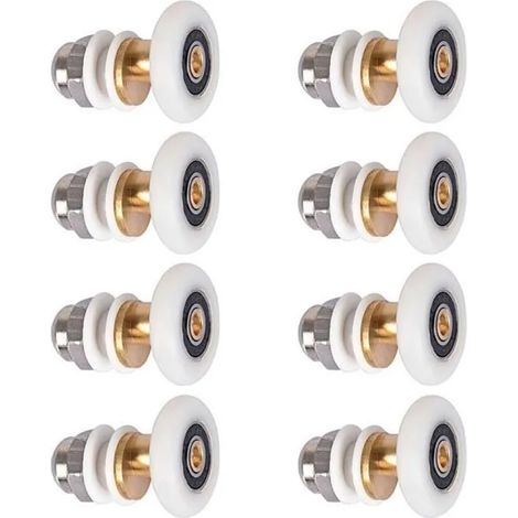 Roulette Para Puerta De Ducha - Diámetro 23 Mm - Compatible Con Cristal De 4 A 6 Mm - Deslizamiento Silencioso - Pack De 8 (1/5)