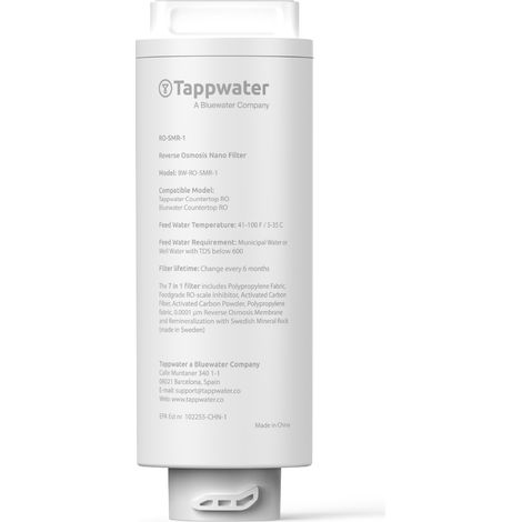 Tappwater Countertop RO SMR™ Recambio – Cartucho para agua purificada y remineralizada (1/4)