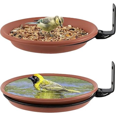 2 Stück Vogeltränke, Vogeltränke für den Außenbereich und Vogeltränke, Vogeltränke für den Balkon, Futterspender für Wildvögel, Vogeltränke, (braun) (1/5)