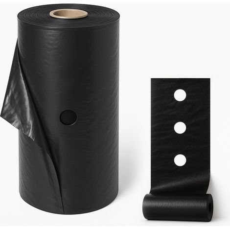 Telo nero pacciamatura orto forato anti-erbacce UV 0.9x50 metri Forato 20 cm