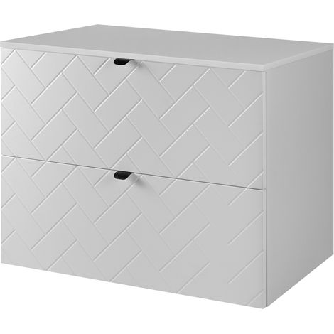 Mobile da bagno, Bianco Opaco, 80 x 57 x 46 cm, Maniglie Nere (1/5)