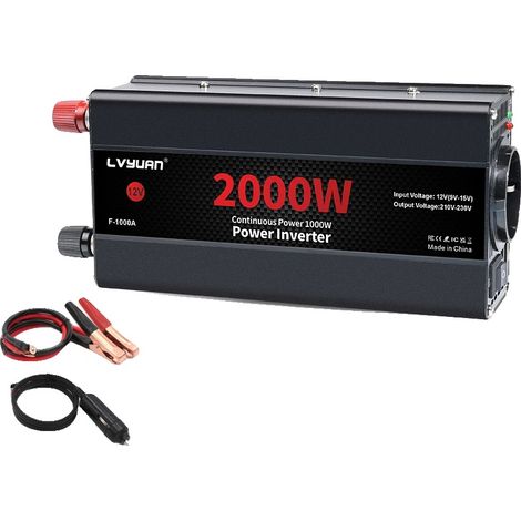 Inverseur, Convertisseur 12V à 220V, Alimentation Portable, 12V 2000W UE (1/2)