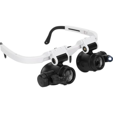 Fdit Loupe portante de tête Loupe de Lunettes Verre Grossissant Monté sur Tête avec Lumière LED pour Lecture Réparation (1/4)