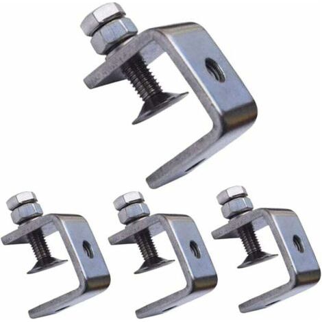 QORVA-Serre-Joints C, 4 Pièces Pince Robuste Acier Inoxydable, Pince C Robuste, Pince Fixation Travail Bois, pour Travail Bois Bricolage, Soudage, l'Ébénisterie, Couleur Argent