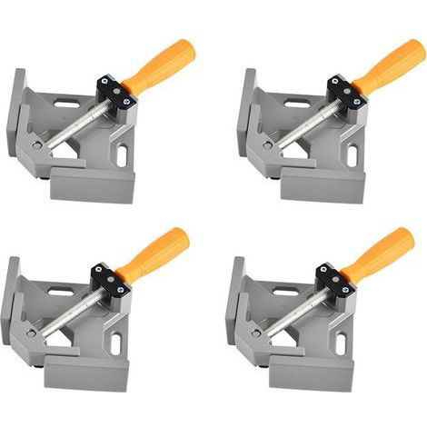 4 Pcs Serre Joint Angle 90 °, Etau D'angle Alliage d'Aluminium, Pince de Soudage d'angle avec mâchoire pivotante réglable, pour Outils Menuisier, Soudage de Charpentier (Gris) (1/5)