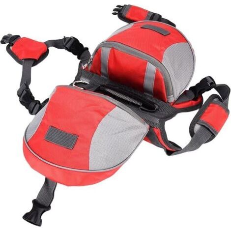 Hunderucksack, verstellbarer Hundewanderrucksack, Outdoor-Hundesatteltasche mit Seitentaschen und Hundegeschirr (1/5)