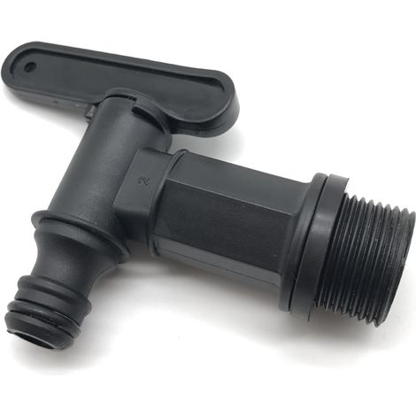 Lot de 2 robinets de rechange en plastique pour citerne d'eau de pluie avec bande étanche (1/4)