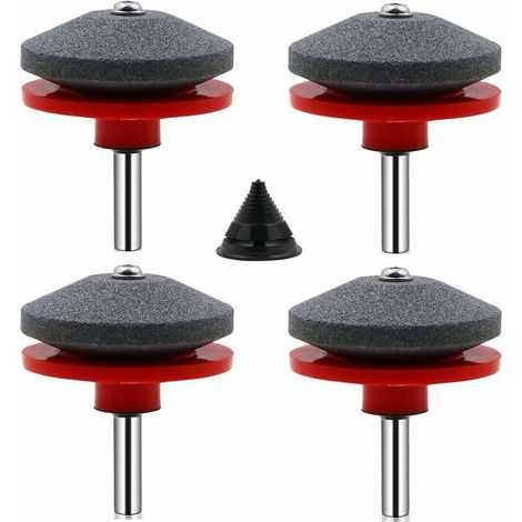 4 Stück Messerschärfer Rasenmähermesser Universeller Rasenmähermesserschärfer Zubehör für Rasenmäher mit 1Pcs Klingenauswuchtset,50 x 47mm (1/5)
