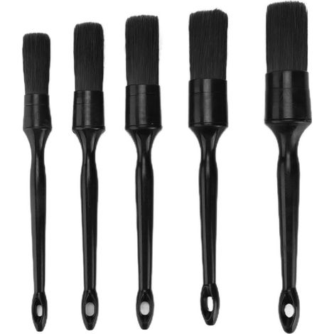 Ensemble de brosses de nettoyage de voiture, 5 pièces/ensemble, outil d'entretien de microfilaments en microfibre à crinière Pure noire (1/5)