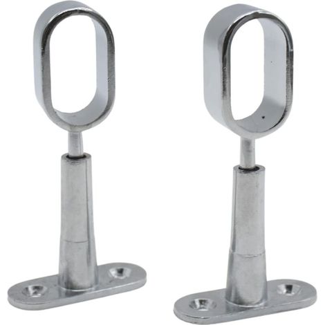 Supporto per asta armadio Barcellona 2 supporti per asta armadio ovale altezza da 41 a 105 mm Supporto tubolare centrale in zinco-alluminio per vestiti, tende, asta armadio a soffitto