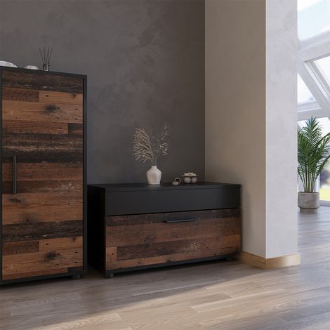 Scaffale Berno, Nero/antico, 70.8 x 38.9 cm con porta a battente, Vicco