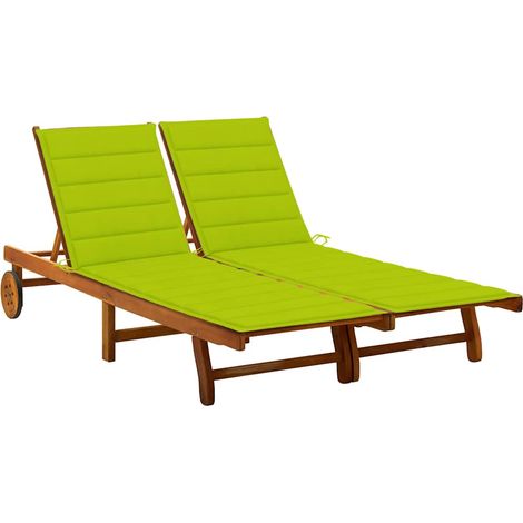 Bain de soleil 2 places Chaise de jardin - Transat de jardin avec coussins Acacia solide BV595883 - BonneVie (1/5)