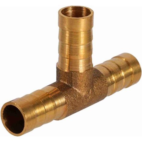 Raccordo a T in ottone - 10 mm - A T - Adatto per aria compressa, olio e gas - Facile installazione - Ottone massiccio (1/3)