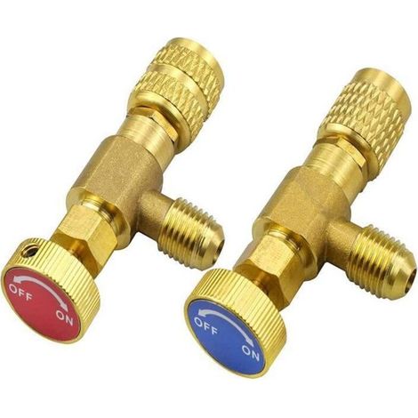 Lot de 2 vannes de régulation de réfrigérant, vanne de sécurité R410A/R22, raccords pour adaptateurs R22/R410, vanne de débit de climatisation (1/5)