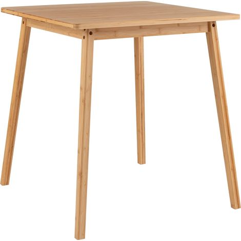 Table de salle à manger carrée en bambou 70x70 cm pour 2 à 4 personnes (1/5)