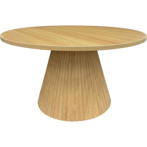 Table basse ronde 80 cm moderne effet bois clair