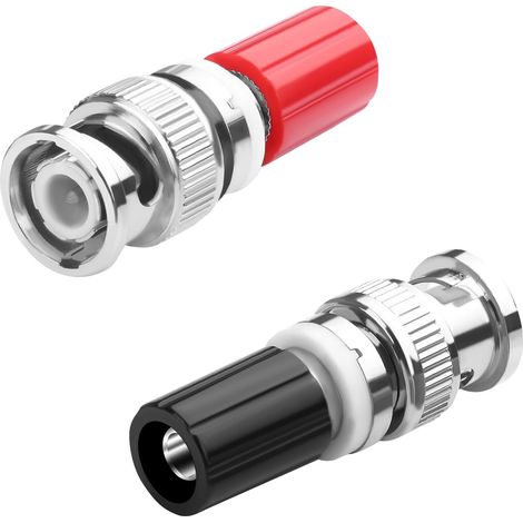 BNC vers fiche banane 4 mm - Bloc de raccordement simple - Adaptateur BNC mâle vers fiche banane 4 mm femelle - Connecteur oscilloscope M4 - Rouge et noir - Bloc de bornes pour mesure de (1/5)