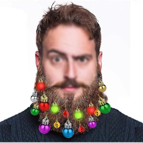 16 piezas de adornos navideños para barba, campanas navideñas para barba, clip de Papá Noel para barba, adornos para adultos, hombres y mujeres, decoración de disfraces, barba y cabello navideños. (1/5)