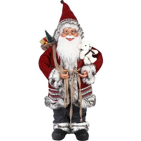 Decoraciones de Papá Noel, figuras navideñas de pie con bolsa de regalos para la decoración navideña de Año Nuevo. (1/5)